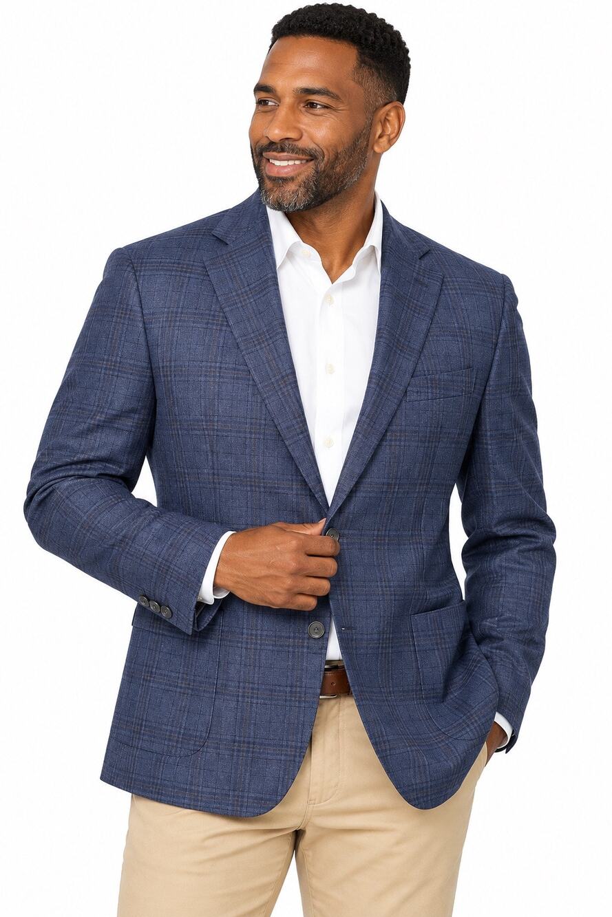 Jos A Bank Reserve Super 130s Italian Fabric Blue Plaid Blazer